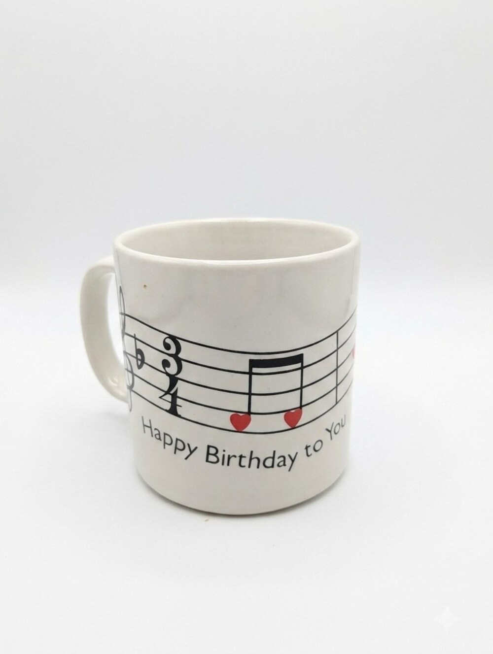 Vintage Russ Berrie "Happy Birthday to You" Musical Staff Coffee Mug 3" ⭐ FREE ⭐